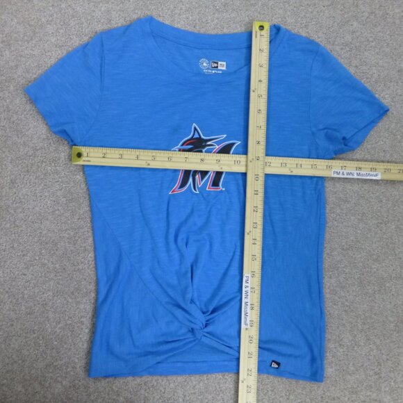 Miami Marlins New Era Front Twist Top T-Shirt **STAIN BY LOGO** - Picture 10 of 14